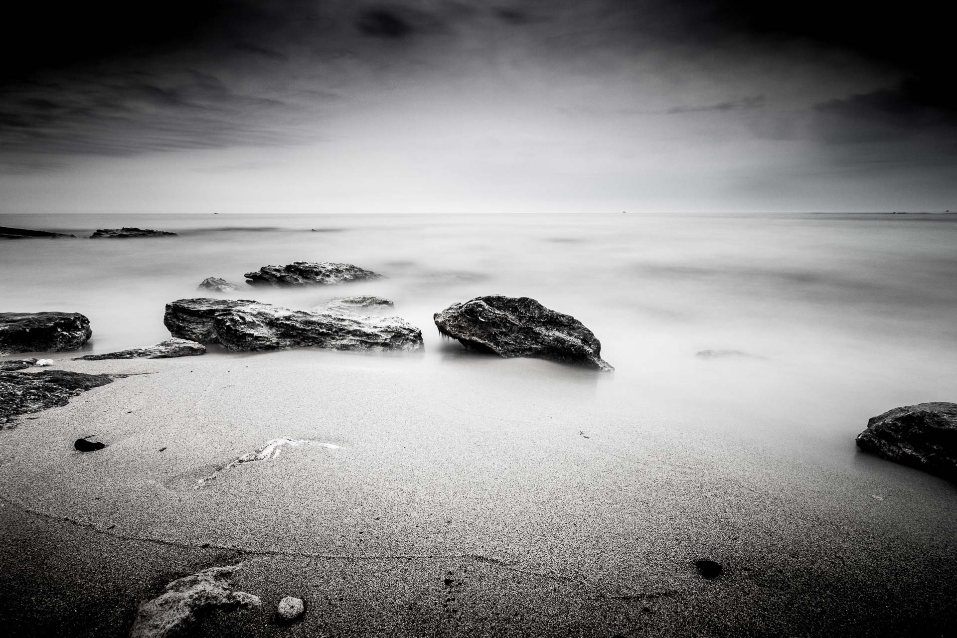 Black and white seascape photography, long exposure photography